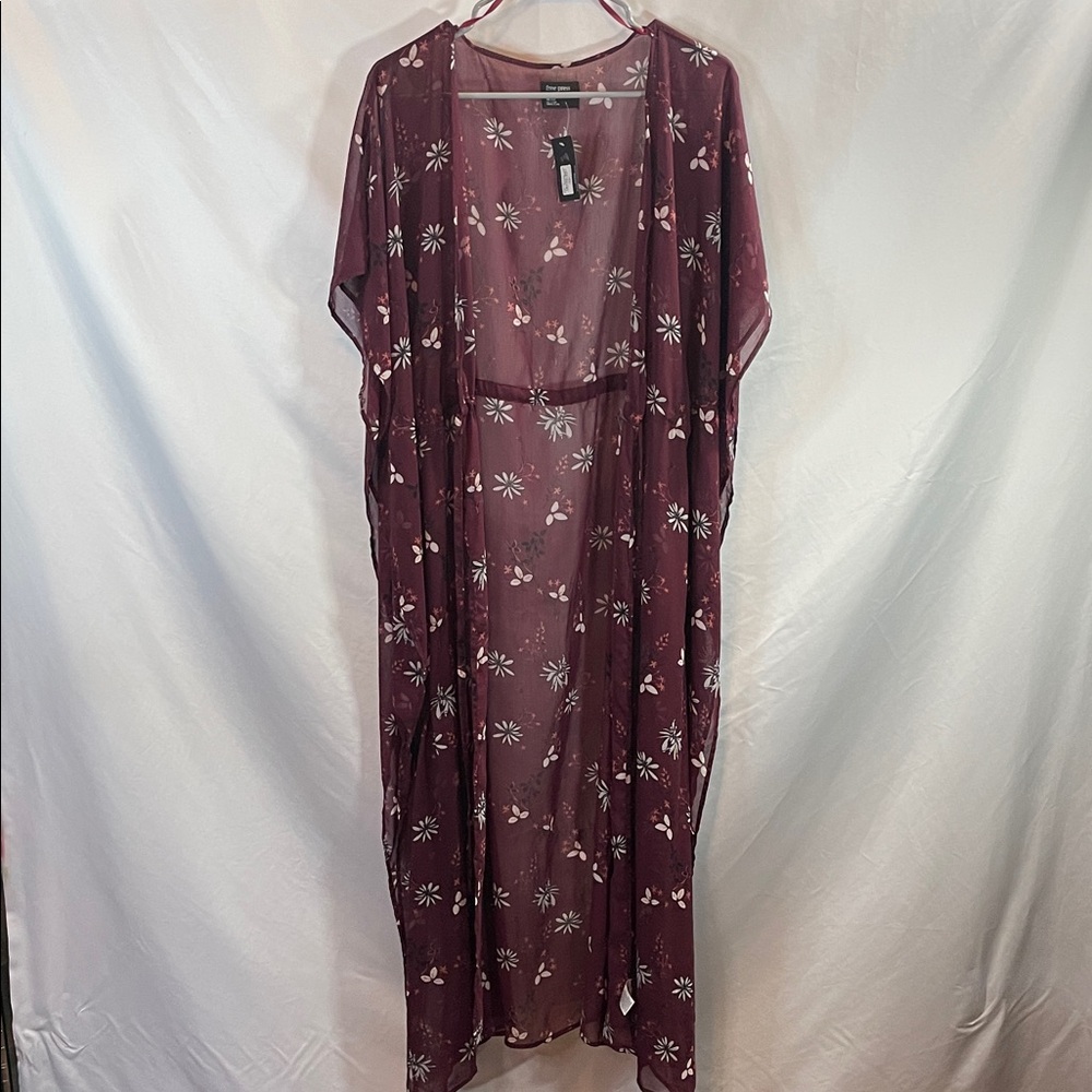 Free Press Burgundy Floral Kimono - Picture 7 of 10